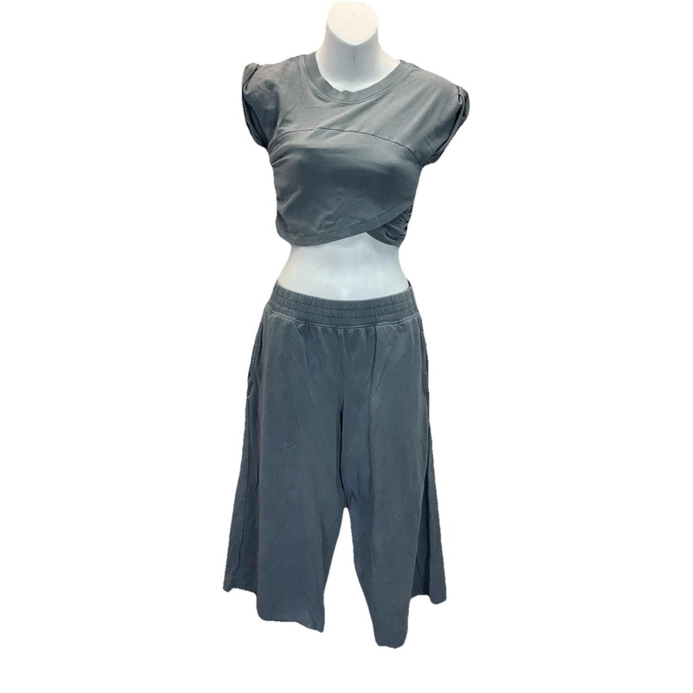 Free People Movement Hot Shot Crossover wide leg cropped 2-Piece Set Size XS